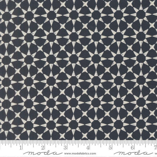 Image of Silent Night Star Mosaic Holy Night quilting cotton fabric by Watercolour Heart for Moda Fabrics. Features stars on a black background. Cute Little Fabric Shop.