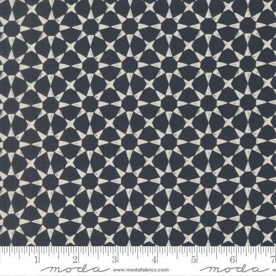 Image of Silent Night Star Mosaic Holy Night quilting cotton fabric by Watercolour Heart for Moda Fabrics. Features stars on a black background. Cute Little Fabric Shop.