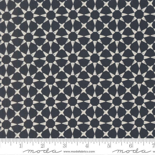Image of Silent Night Star Mosaic Holy Night quilting cotton fabric by Watercolour Heart for Moda Fabrics. Features stars on a black background. Cute Little Fabric Shop.