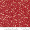 Image of Silent Night Golden Vines Crimson quilting cotton fabric by Watercolour Heart for Moda Fabrics. Features leaves on a red background. Cute Little Fabric Shop.