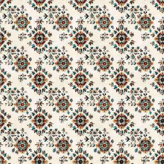 Image of Canyonlands Southwest Floral Cream quilting cotton fabric by Morris Creative Group for QT Fabrics. Features flowers on a cream background. Cute Little Fabric Shop.