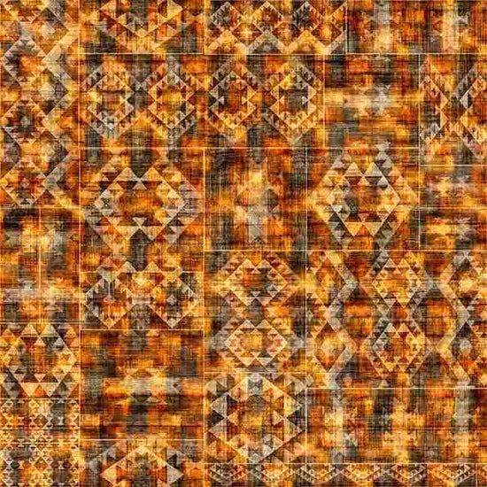 Image of Canyonlands Southwest Blanket Tonal Brown quilting cotton fabric by Morris Creative Group for QT Fabrics. Features a geometric pattern on a brown background. Cute Little Fabric Shop.