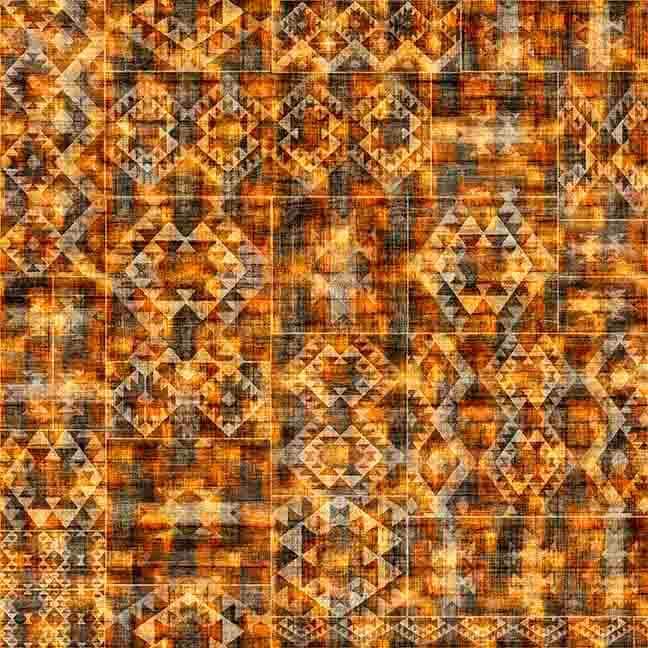 Image of Canyonlands Southwest Blanket Tonal Brown quilting cotton fabric by Morris Creative Group for QT Fabrics. Features a geometric pattern on a brown background. Cute Little Fabric Shop.
