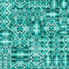 Image of Canyonlands Southwest Blanket Tonal Turquoise quilting cotton fabric by Morris Creative Group for QT Fabrics. Features a geometric pattern on a blue background. Cute Little Fabric Shop.
