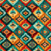 Image of Canyonlands Southwest Patch Multi quilting cotton fabric by Morris Creative Group for QT Fabrics. Features a geometric pattern on an orange and blue background. Cute Little Fabric Shop.