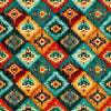 Image of Canyonlands Southwest Patch Multi quilting cotton fabric by Morris Creative Group for QT Fabrics. Features a geometric pattern on an orange and blue background. Cute Little Fabric Shop.