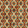 Image of Canyonlands Rustic Aztec Brown quilting cotton fabric by Morris Creative Group for QT Fabrics. Features a geometric pattern on a brown and blue background. Cute Little Fabric Shop.