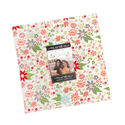 Poinsettia and Pear Layer Cake Floral Fabric - 37710LC - 42-Piece Precut - Moda Fabric Quilting Cotton Fabric