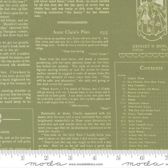 Image of True Love Aclott Text Fern quilting cotton fabric by Lella Boutique for Moda Fabrics. Features text on a green background. Cute Little Fabric Shop.