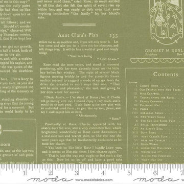 Image of True Love Aclott Text Fern quilting cotton fabric by Lella Boutique for Moda Fabrics. Features text on a green background. Cute Little Fabric Shop.