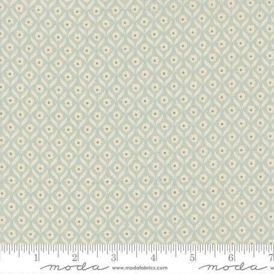 Image of True Love Wall Flower Robins Egg quilting cotton fabric by Lella Boutique for Moda Fabrics. Features flowers on a blue background. Cute Little Fabric Shop.