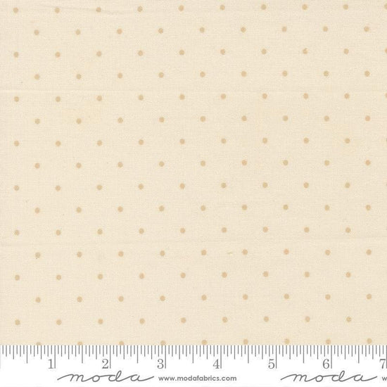 Image of True Love Magic Dot Cream quilting cotton fabric by Lella Boutique for Moda Fabrics. Features polka dots on a cream background. Cute Little Fabric Shop.
