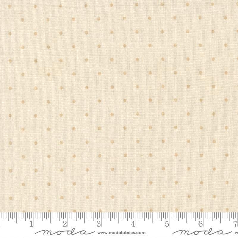Image of True Love Magic Dot Cream quilting cotton fabric by Lella Boutique for Moda Fabrics. Features polka dots on a cream background. Cute Little Fabric Shop.