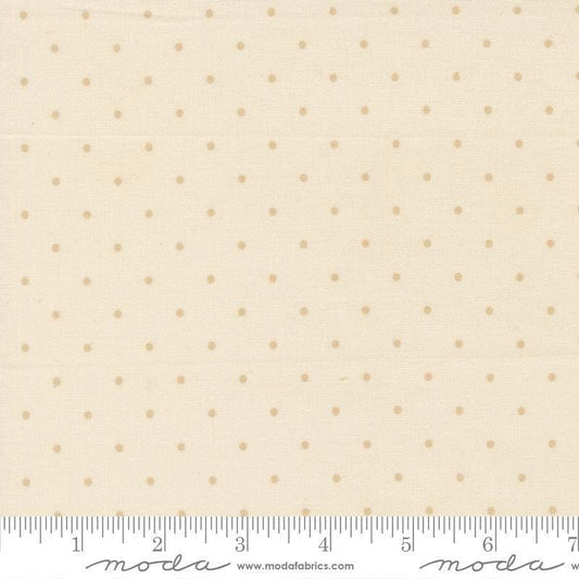 Image of True Love Magic Dot Cream quilting cotton fabric by Lella Boutique for Moda Fabrics. Features polka dots on a cream background. Cute Little Fabric Shop.