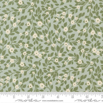 Image of True Love Daydream Posies Robins Egg quilting cotton fabric by Lella Boutique for Moda Fabrics. Features flowers on a blue background. Cute Little Fabric Shop.