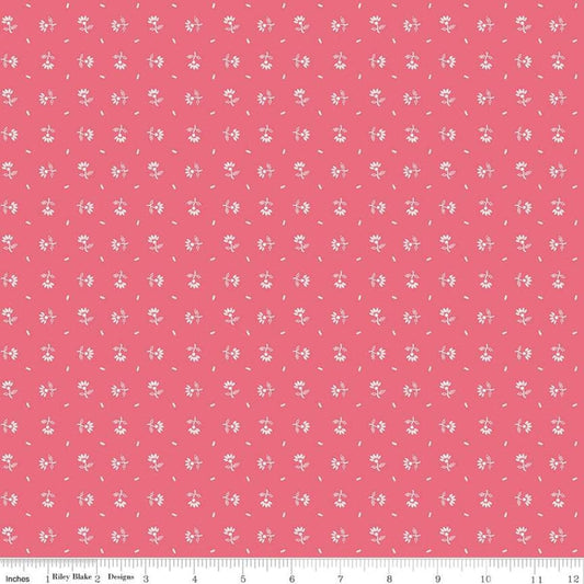 SALE Prim Daisy Tea Rose Pink Floral Fabric - C9694 - Riley Blake Quilting Cotton Fabric