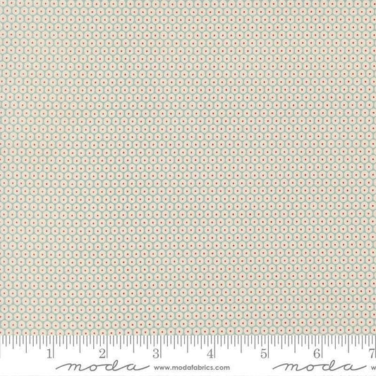 Image of Chilly Snowball Storm quilting cotton fabric by Sweetwater for Moda Fabrics. Features a geometric pattern on a blue background. Cute Little Fabric Shop.