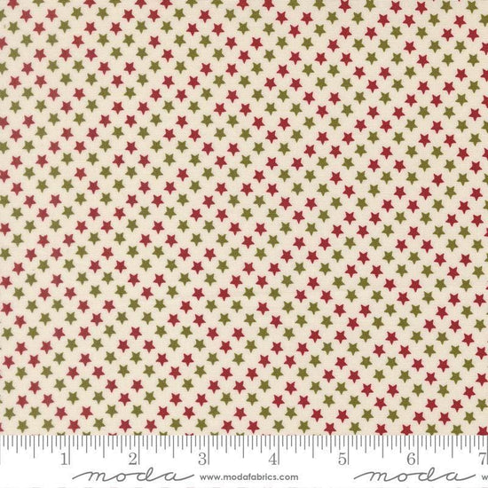Image of Chilly Star Bright Vanilla quilting cotton fabric by Sweetwater for Moda Fabrics. Features stars on a cream background. Cute Little Fabric Shop.