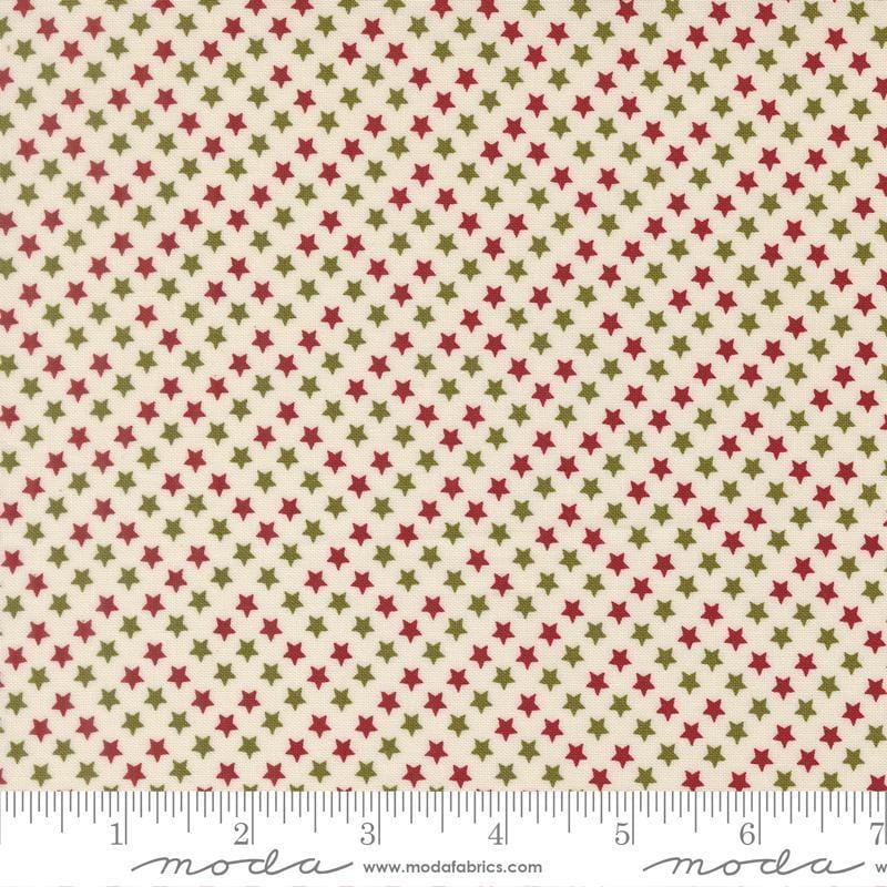 Image of Chilly Star Bright Vanilla quilting cotton fabric by Sweetwater for Moda Fabrics. Features stars on a cream background. Cute Little Fabric Shop.