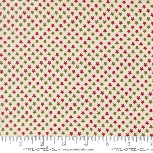 Image of Chilly Star Bright Vanilla quilting cotton fabric by Sweetwater for Moda Fabrics. Features stars on a cream background. Cute Little Fabric Shop.