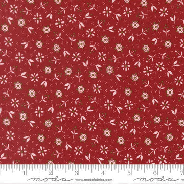 Image of Chilly Christmas Flowers Red quilting cotton fabric by Sweetwater for Moda Fabrics. Features flowers on a red background. Cute Little Fabric Shop.