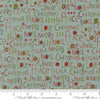 Image of Chilly Peace Love Joy Storm quilting cotton fabric by Sweetwater for Moda Fabrics. Features words on a blue background. Cute Little Fabric Shop.