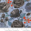 Image of Coven Rose Sky quilting cotton fabric by Robin Pickens for Moda Fabrics. Features flowers on a blue background. Cute Little Fabric Shop.