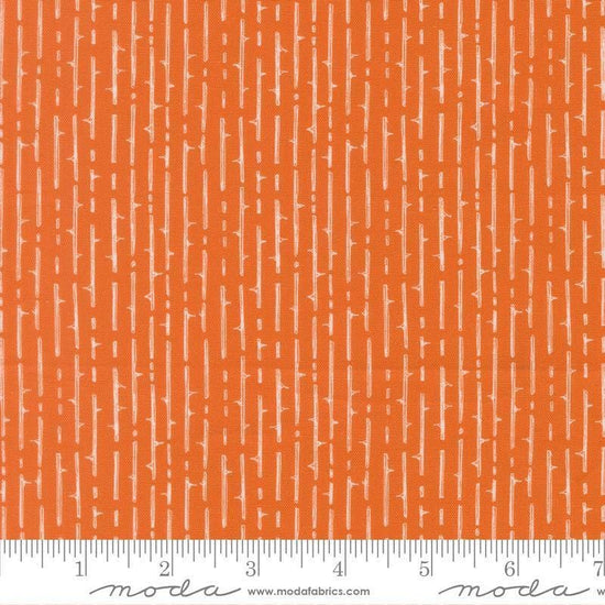 Image of Coven Thorny Stripes Pumpkin Spice quilting cotton fabric by Robin Pickens for Moda Fabrics. Features stripes on an orange background. Cute Little Fabric Shop.