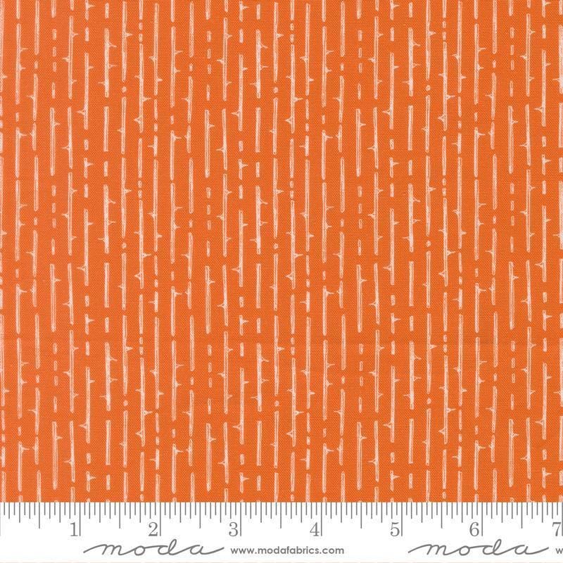 Image of Coven Thorny Stripes Pumpkin Spice quilting cotton fabric by Robin Pickens for Moda Fabrics. Features stripes on an orange background. Cute Little Fabric Shop.