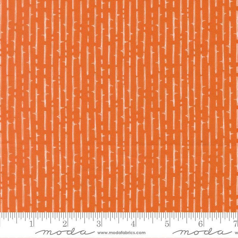 Image of Coven Thorny Stripes Pumpkin Spice quilting cotton fabric by Robin Pickens for Moda Fabrics. Features stripes on an orange background. Cute Little Fabric Shop.