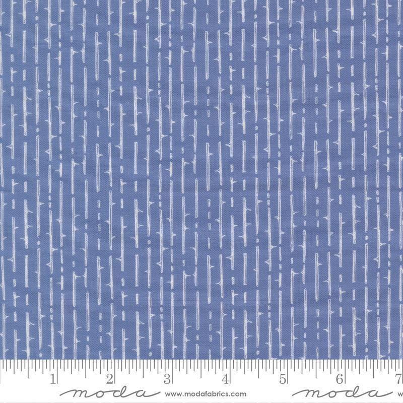 Image of Coven Thorny Stripes Dusk quilting cotton fabric by Robin Pickens for Moda Fabrics. Features stripes on a blue background. Cute Little Fabric Shop.