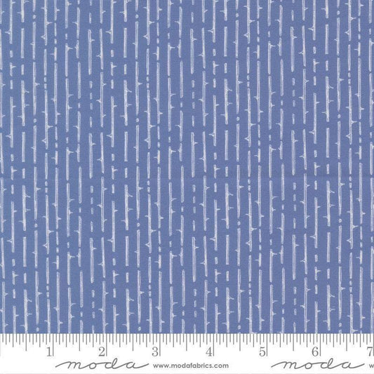 Image of Coven Thorny Stripes Dusk quilting cotton fabric by Robin Pickens for Moda Fabrics. Features stripes on a blue background. Cute Little Fabric Shop.