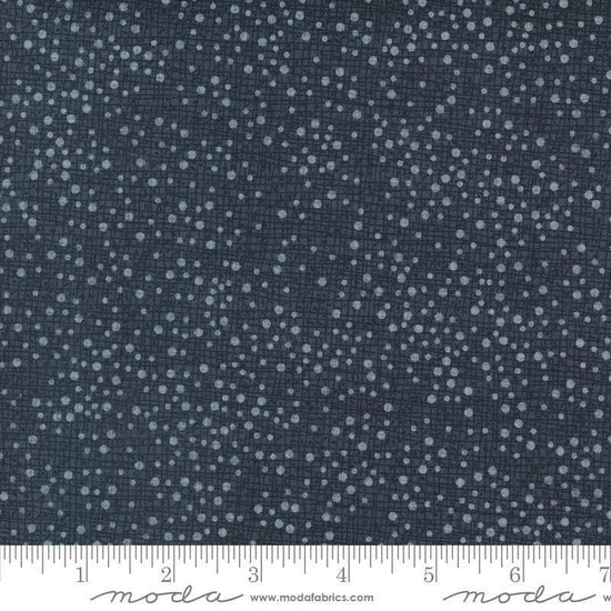 Image of Coven Dotty Thatched Soft Black quilting cotton fabric by Robin Pickens for Moda Fabrics. Features dots on a black background. Cute Little Fabric Shop.