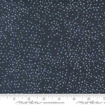 Image of Coven Dotty Thatched Soft Black quilting cotton fabric by Robin Pickens for Moda Fabrics. Features dots on a black background. Cute Little Fabric Shop.