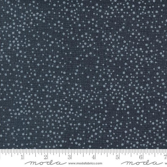 Image of Coven Dotty Thatched Soft Black quilting cotton fabric by Robin Pickens for Moda Fabrics. Features dots on a black background. Cute Little Fabric Shop.