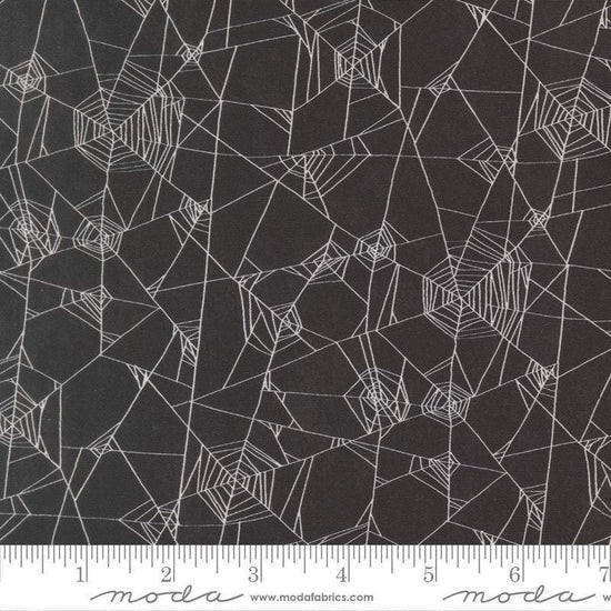 Image of Coven Spider Web Onyx quilting cotton fabric by Robin Pickens for Moda Fabrics. Features spiderwebs on a black background. Cute Little Fabric Shop.