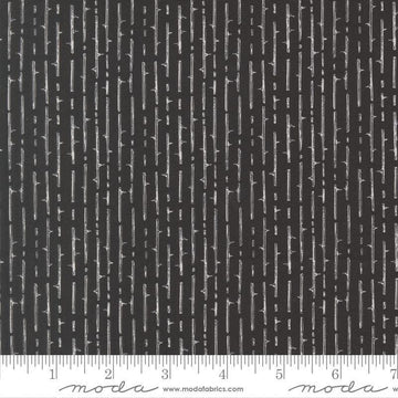 Image of Coven Thorny Stripes Onyx quilting cotton fabric by Robin Pickens for Moda Fabrics. Features stripes on a black background. Cute Little Fabric Shop.