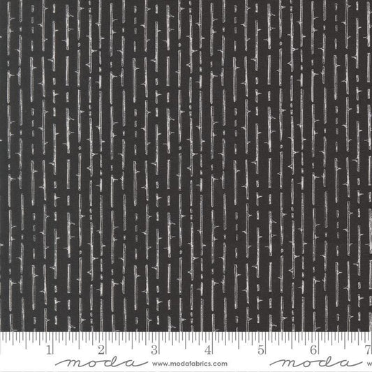 Image of Coven Thorny Stripes Onyx quilting cotton fabric by Robin Pickens for Moda Fabrics. Features stripes on a black background. Cute Little Fabric Shop.