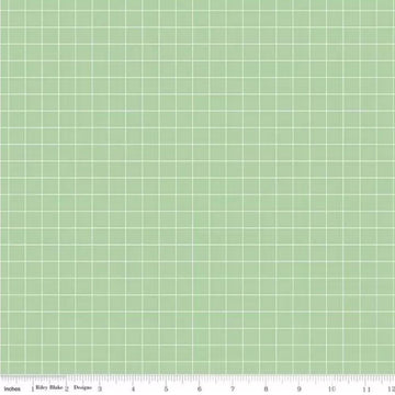 18" End of Bolt - Misty Morning Grid C11584 Sweet Pea - Riley Blake Designs - 1/2" Geometric Grid Green - Quilting Cotton Fabric