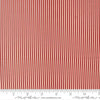 Image of Joyful Gatherings II Peppermint Stripe Cloud Crimson quilting cotton fabric by Primitive Gatherings for Moda Fabrics. Features stripes on a red background. Cute Little Fabric Shop.