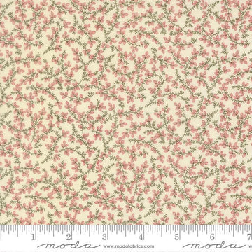 Image of Joyful Gatherings II Mistletoe Cloud quilting cotton fabric by Primitive Gatherings for Moda Fabrics. Features flowers on a cream background. Cute Little Fabric Shop.