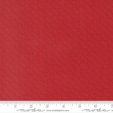 Image of Joyful Gatherings II Razzle Dazzle Crimson quilting cotton fabric by Primitive Gatherings for Moda Fabrics. Features stripes on a red background. Cute Little Fabric Shop.