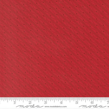 Image of Joyful Gatherings II Razzle Dazzle Crimson quilting cotton fabric by Primitive Gatherings for Moda Fabrics. Features stripes on a red background. Cute Little Fabric Shop.