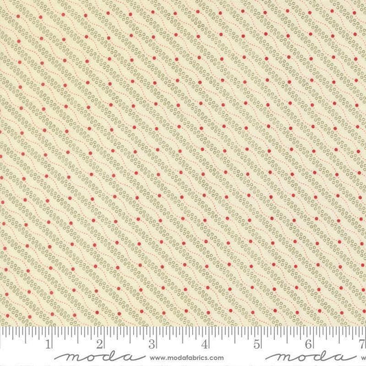 Image of Joyful Gatherings II Razzle Dazzle Cloud quilting cotton fabric by Primitive Gatherings for Moda Fabrics. Features stripes on a cream background. Cute Little Fabric Shop.