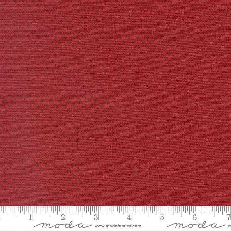 Image of Joyful Gatherings II Six Pack Dot Deep Crimson quilting cotton fabric by Primitive Gatherings for Moda Fabrics. Features dots on a red background. Cute Little Fabric Shop.