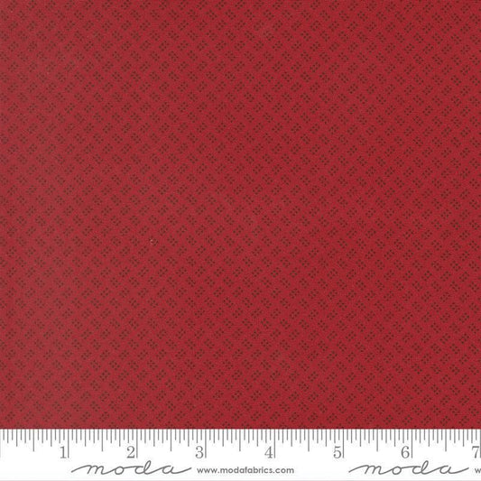 Image of Joyful Gatherings II Six Pack Dot Deep Crimson quilting cotton fabric by Primitive Gatherings for Moda Fabrics. Features dots on a red background. Cute Little Fabric Shop.