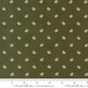 Image of Joyful Gatherings II Poinsettia Evergreen quilting cotton fabric by Primitive Gatherings for Moda Fabrics. Features flowers on a green background. Cute Little Fabric Shop.
