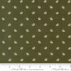 Image of Joyful Gatherings II Poinsettia Evergreen quilting cotton fabric by Primitive Gatherings for Moda Fabrics. Features flowers on a green background. Cute Little Fabric Shop.