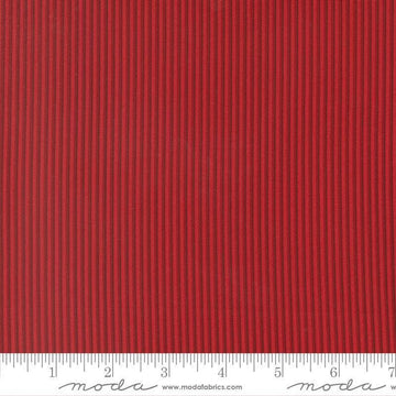 Image of Joyful Gatherings II Peppermint Stripe Crimson quilting cotton fabric by Primitive Gatherings for Moda Fabrics. Features stripes on a red background. Cute Little Fabric Shop.