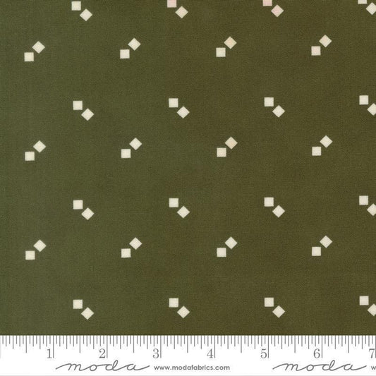 Image of Joyful Gatherings II Gift Boxes Evergreen quilting cotton fabric by Primitive Gatherings for Moda Fabrics. Features squares on a green background. Cute Little Fabric Shop.